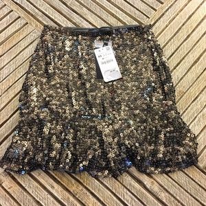 Zara Sequin Skirt with Ruffle Peplum Hem Gorgeous!
